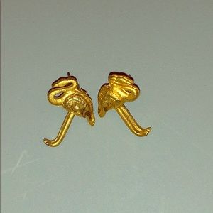 Gold flamingo earrings studs